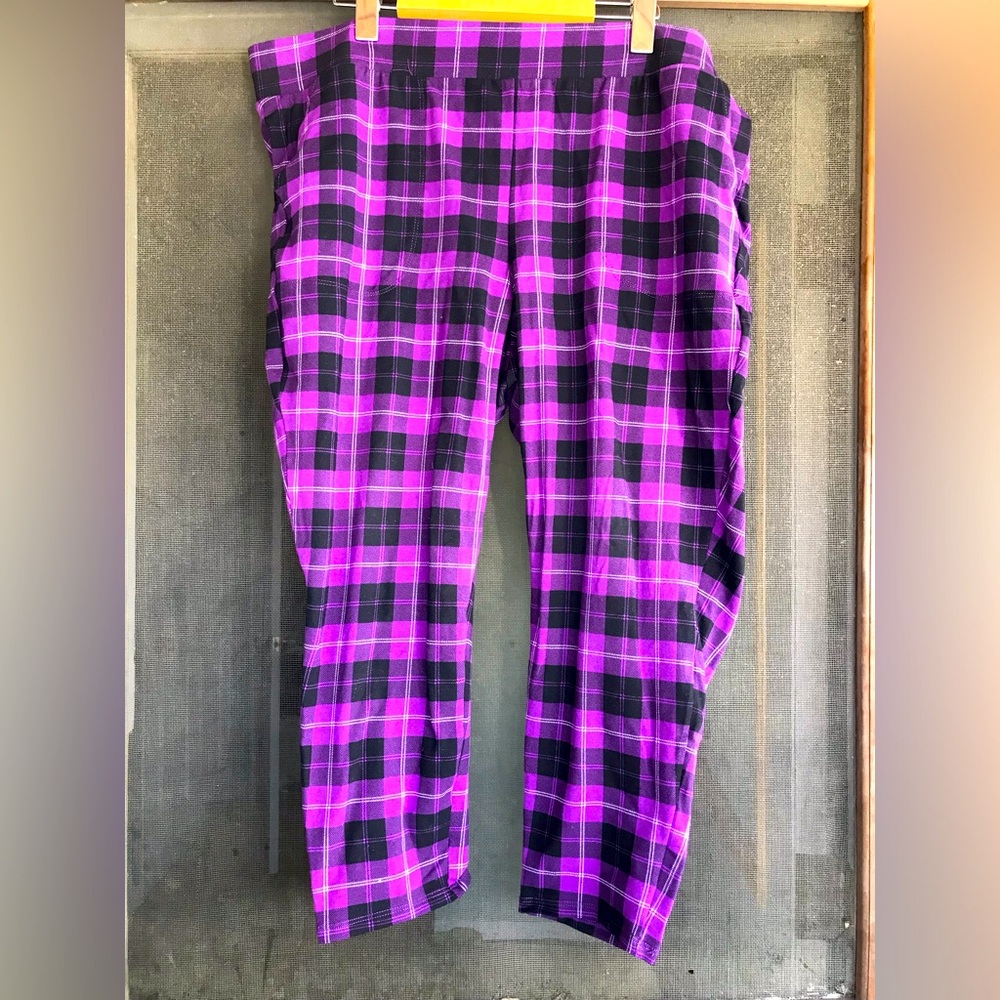 Torrid Purple Plaid Plus Leggings 3x